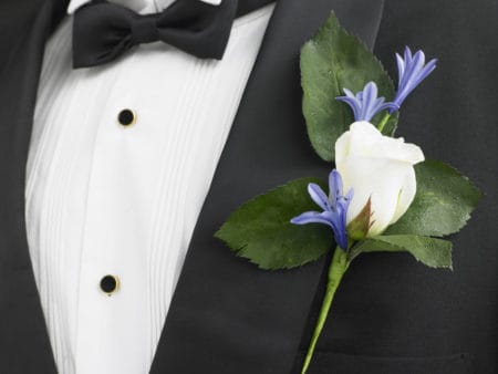 Men's White Rose Boutonniere