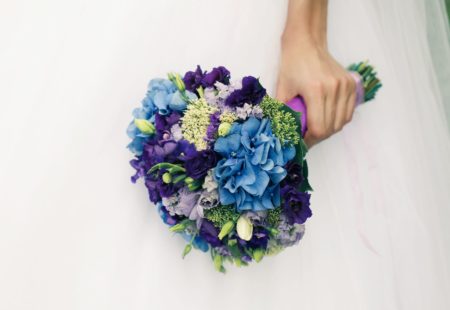 Blue and Purple Bridal Bouquet