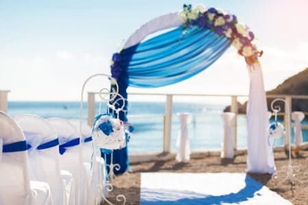 Wedding Arch with Blue Accents