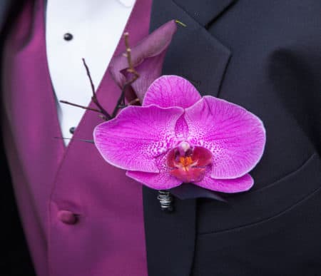 Purple Orchid Boutonniere