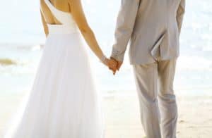 Bride and Groom Holding Hands