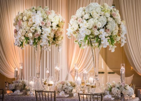 Large elegant and romantic flower wedding centerpieces