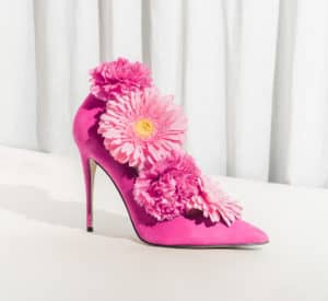 Pink high heel with big pink flowers inside