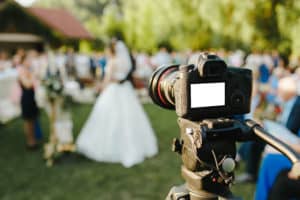 Video camera at wedding ceremony