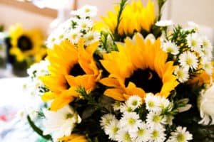 Sunflower and daisy centerpiece