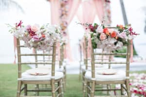 Wedding ceremony chair with flowers