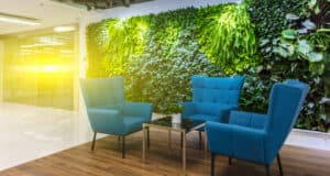 Green plants in large corporate offices, good environment and improved work efficiency