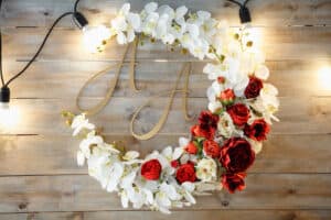 Flower wreath with initials in the center