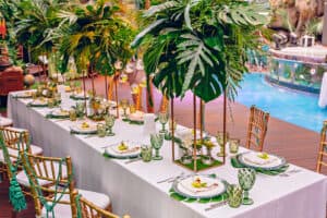 Art deco tropical wedding style